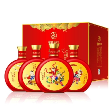 五粮液股份公司 富贵吉祥·中国红 52度 500ml 4瓶礼盒装 浓香型 白酒