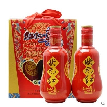 绍兴黄酒 古越龙山状元红 喜愿酒 喜庆婚宴用酒350ml26整箱装