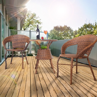 阳台藤椅三件套 家用时尚休闲桌椅 户外庭院茶几椅子