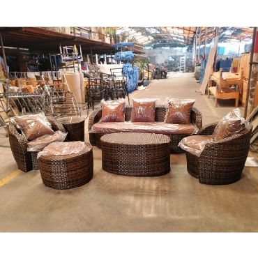 定制创意露天仿藤编沙发 酒店工程大堂餐厅别墅藤艺沙发茶几组合